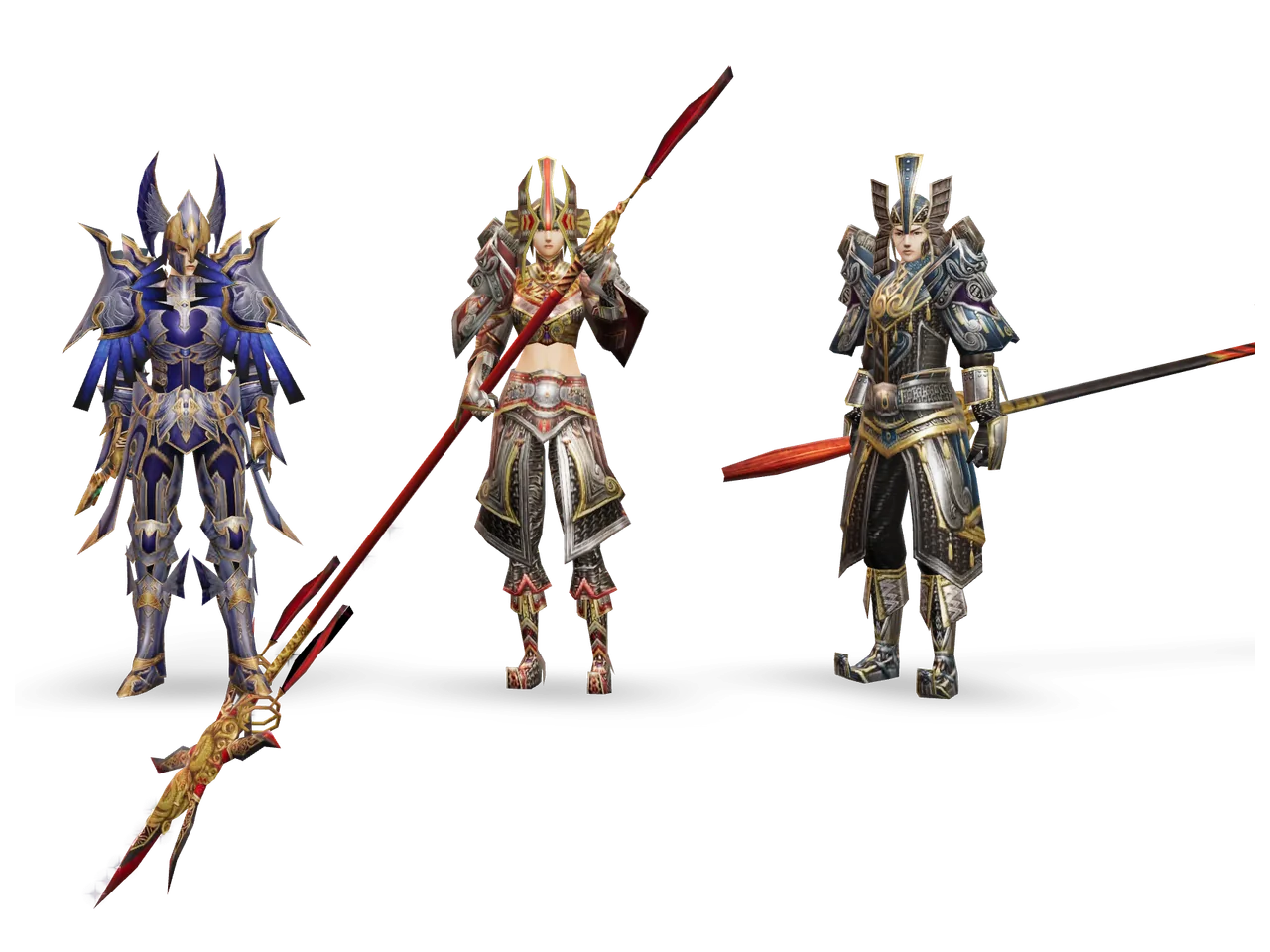 Oyun istemci dosyalarından dönüştürülmüş üç Silkroad Online karakteri, 3D sezon kürsüsü